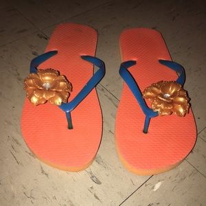 Orange flip flops